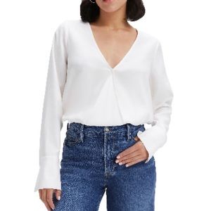 GOOD AMERICAN - NWT - Good Touch Long Sleeve Faux Wrap Top